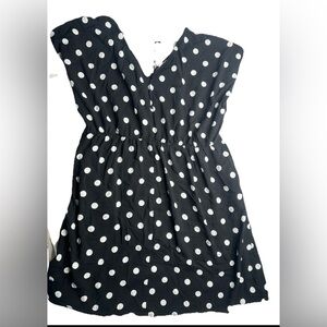 Ava & Viv Dress Womens 1X (18) Black White Polka Dots Midi Dress With Pockets